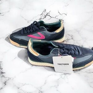 Tretorn Rawlins 9 Plus Sneakers | Navy Pink Gold | Women’s 7 NWT